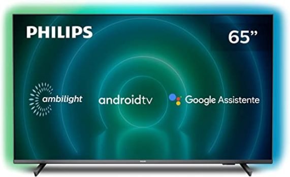 PHILIPS Android TV Ambilight 65" 4K 65PUG7906/78, Google Assistant Built-in, Comando de Voz, Dolby Vision/Atmos, VRR/ALLM, Bluetooth 5.0